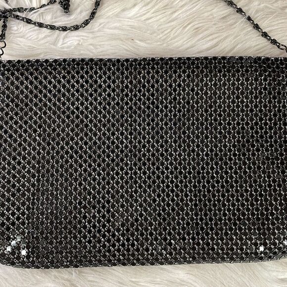 Marlo Mesh Black Evening Shoulder Bag with Black Chain Strap - Picture 8 of 8